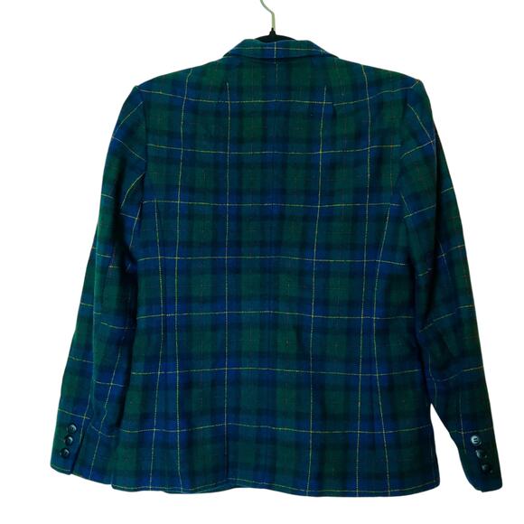 Vtg Pendleton Virgin Wool Tartan Plaid Schoolboy Prep Blazer 8 Academia Blue - Picture 2 of 11